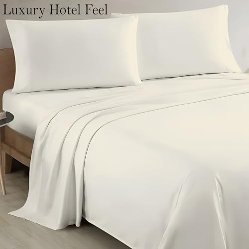 Ivory Queen Flat Sheet Only, Soft 100% Cotton Top Sheets