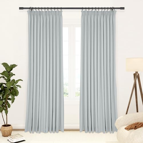 LUSTROWIN Pinch Pleated Curtains 108 Inch Long for Living Room, Light