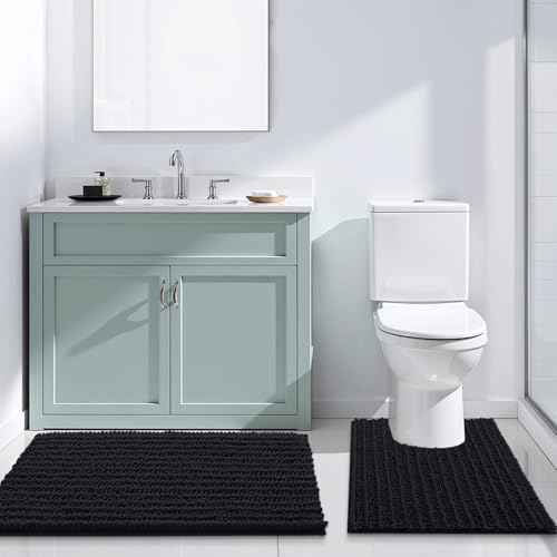 Arotive Chenille Bath Rugs Bundle - 4 Pcs Set: 2 Shaggy Soft Chenille