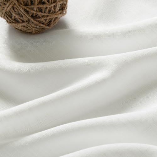 Ivory Linen Curtains 108 Inches Long 2 Panels Back Tab Pocket Modern