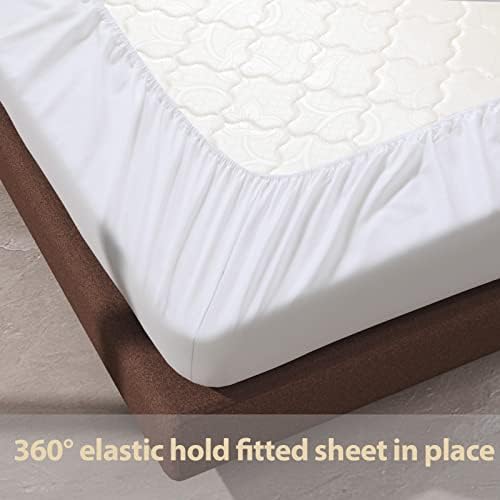 100% Egyptian Cotton Fitted Sheet Twin-XL/Split King Size White,600