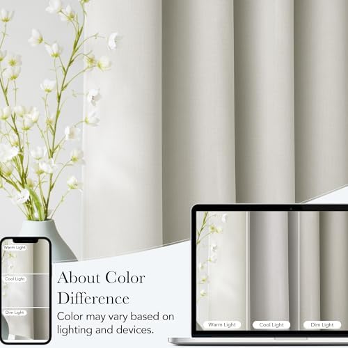 NICETOWN Natural Room Darkening Curtains 84 inches Long for Living