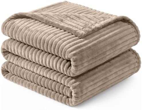 PAVILIA Soft Lightweight King Size Fleece Blanket for Bed, Taupe