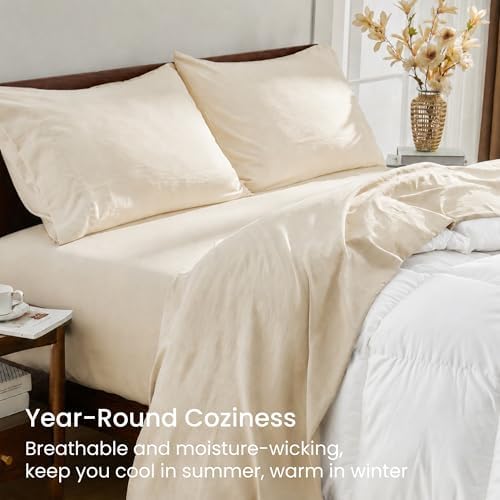GOKOTTA 4 Piece Full Size Sheet Set - Soft, Breathable & Cozy - Light