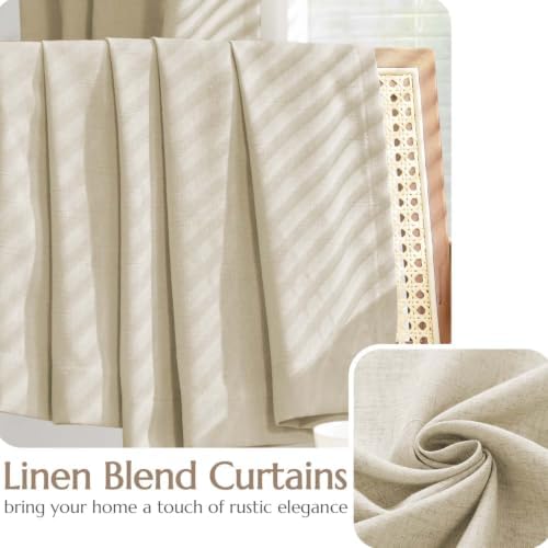 jinchan Lined Linen Curtains Light Filtering Back Tab 50x108 Inch 2