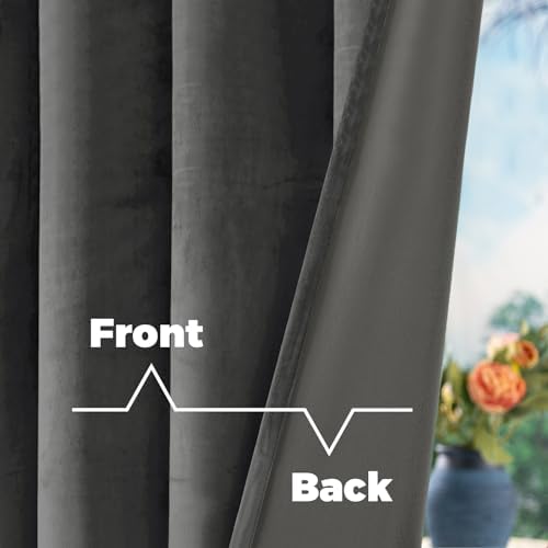 BGment Grey Velvet Blackout Curtains 84 inches Long, 2 Panels