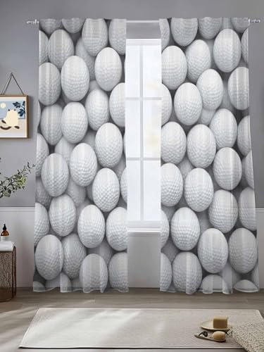 Sheer Curtains 108 Inches Long 2 Panels Set for Living Room, Golf Semi