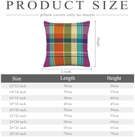 Green Orange Tartan Pillow Cover Classic Plaid 22x22 Inch Set of 2