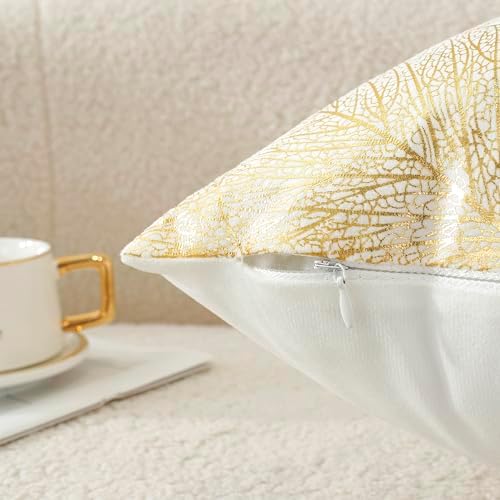 TAOSON Pack of 4, Gold Stamping Leaves Bronzing Printed Cozy Soft
