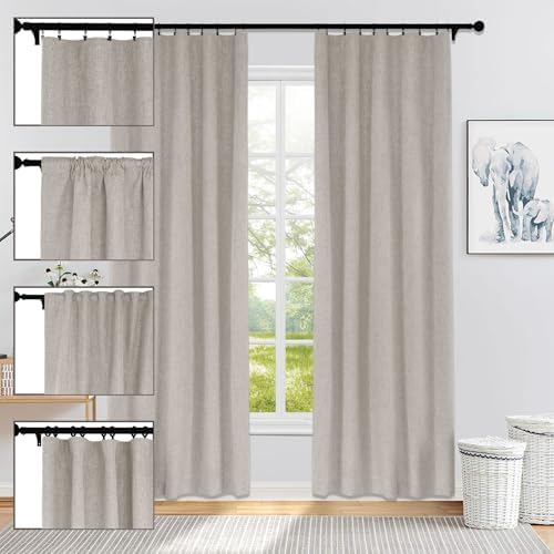 Fcosie 52" W x 96" L 100% Blackout Drapes Linen Texture Curtains