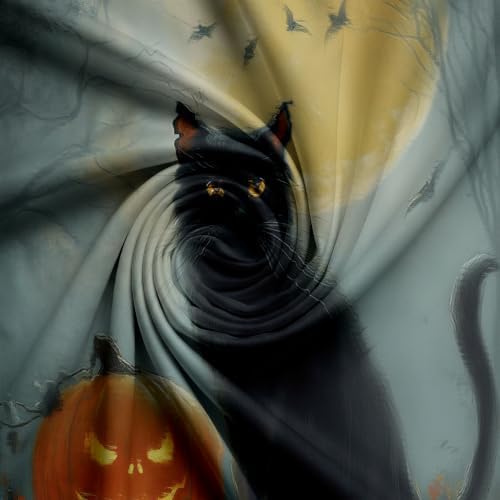 Charcoal Gray Halloween Black Cat Pumpkin Duvet Cover Set For Women
