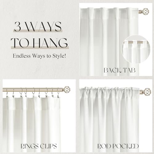 Jowels Ivory Linen Curtains 108 Inch Long 2 Panels for Living Room