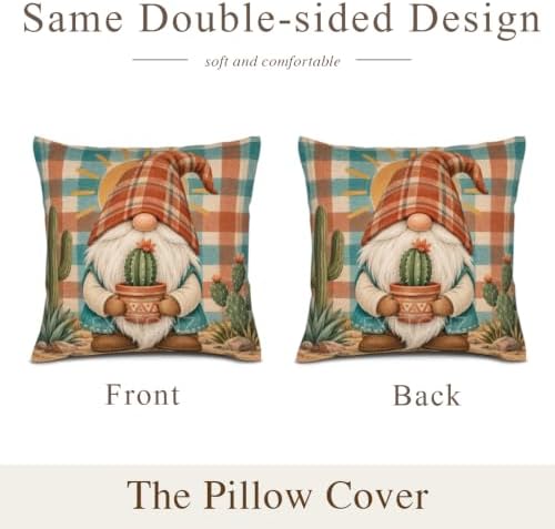 Plaid Pillow Covers 22x22 Inch Set of 2 Linen for Southwestern