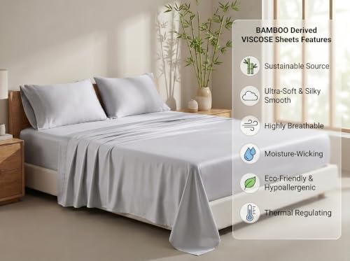 Bamboo Viscose 3-PC Sheet Set Short King 800-TC 18" Deep - Silver Gray