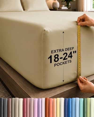 CGK Extra Deep Queen Single Fitted Sheet Only - Beige