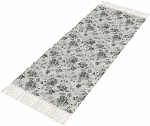Vintage Floral Hallway Runner Rug 2'x5', Spring Botanical Flowers