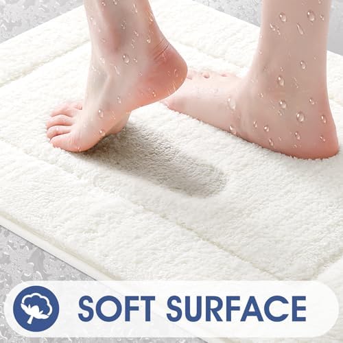 IM HOME Bathroom Rugs Sets 3 Piece Cream, Ultra Soft Plush Fluffy