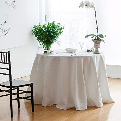 Huddleson Ivory Linen 90” Round Tablecloth Luxury Italian Linen