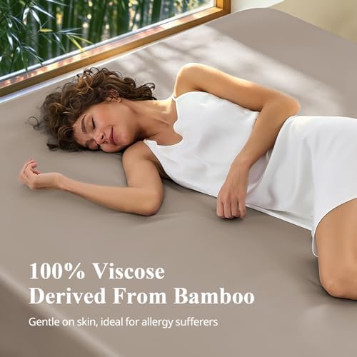 Cal King Fitted Sheet Only, Luxury Bamboo Viscose, 17" Deep Pocket
