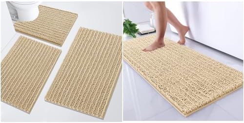 Arotive Luxury Chenille Bathroom Set, Bath Rug (47" x 20") and
