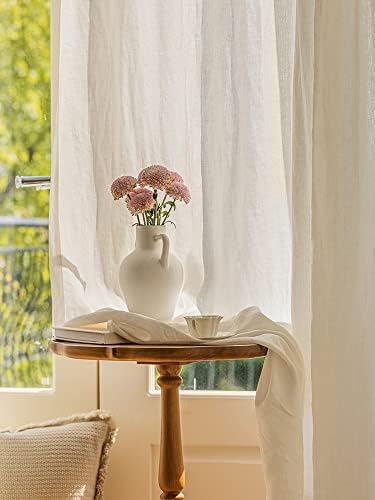100% Natural Linen Tab Top Curtains 120 Inch Length for Living Room 2