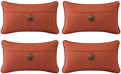 Outdoor Decorative Pillows with Coconut Button Pack of 4, 20" x 12"