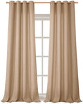 BGment Faux Linen Curtains for Living Room, 52 x 95 Inch, Tan 2 Panels