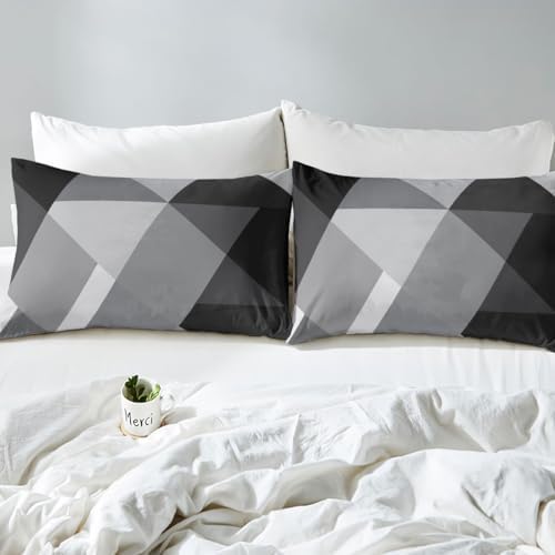 Feelyou Geometric Abstract Duvet Cover Queen Size Gray White Comforter