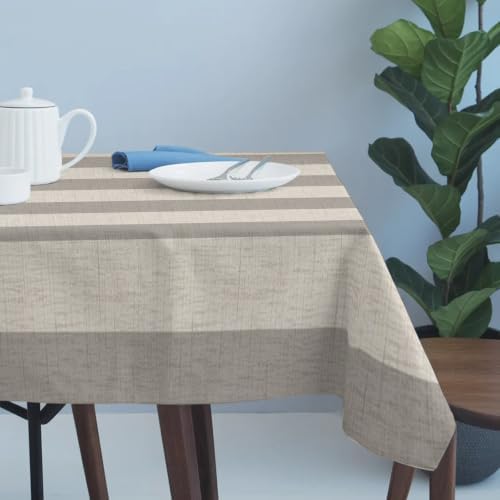 Grey Beige Stripe Table Cloth 60x120in