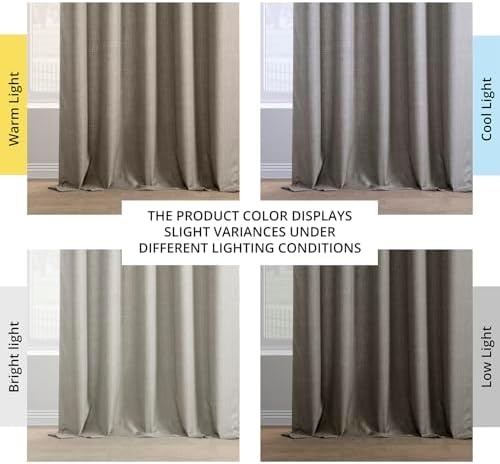 Italian Faux Linen Curtains For Living Room (1 Panel) 50W X 96L, Taupe
