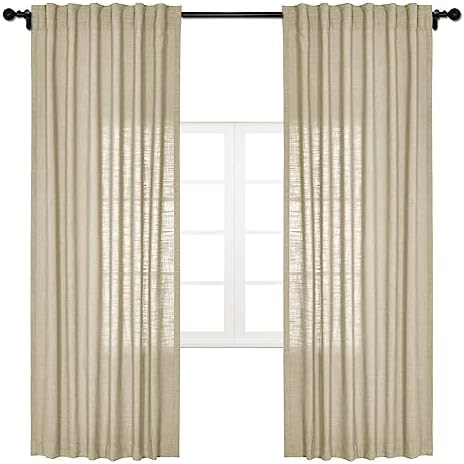cololeaf Linen Curtains Natural 63 inches Long Neutral Drapes Rod