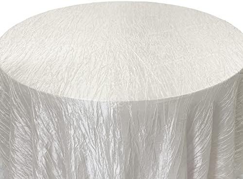 YOUR CHAIR COVERS - 90 Inch Round Crinkle Taffeta Tablecloth - Ivory