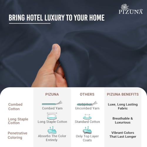 Pizuna Cotton Sheets Set Queen with 4 Pillow Cases 400 TC Dark Blue