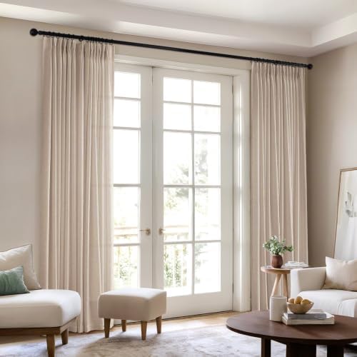 ANRODUO Birch White Pinch Pleated Linen Curtains 108 Inches Long 2
