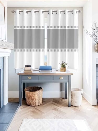 Pure Grey Window Curtains 63 Inch Length, Soild Color Minimalism