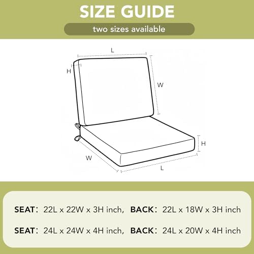 Outdoor Chair Cushions Set of 4, Water-Resistant & Fade-Resistant