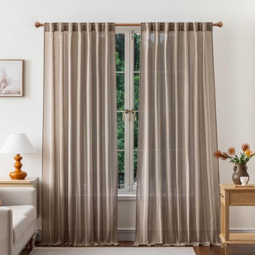 Taupe Light Filtering Curtains 96 Inch Long for Dining Room Bedroom