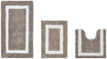 Cotton Tufted Beige White Bathroom Rugs Sets 3 Piece