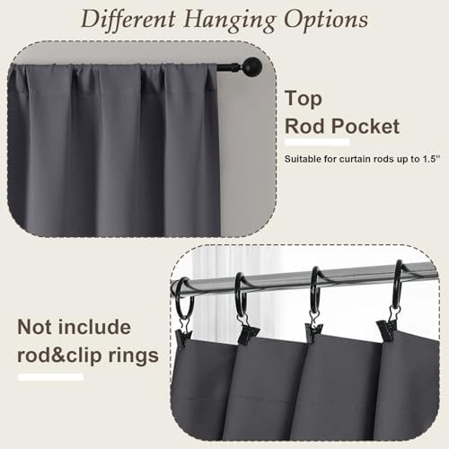 Gwine Charcoal Grey Blackout Curtains 84 Inches Long 2 Panels