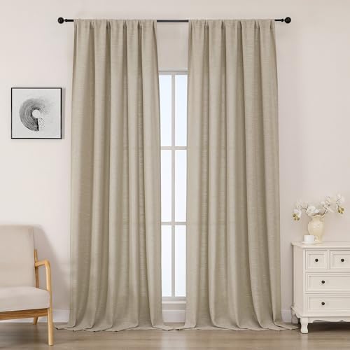 OWENIE Extra Linen Curtains for Bedroom Living Room 120 Inches Long 2