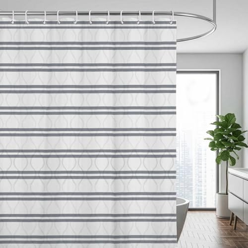 Modern Minimalist Geometric Wave Shower Curtain - Waterproof Polyester