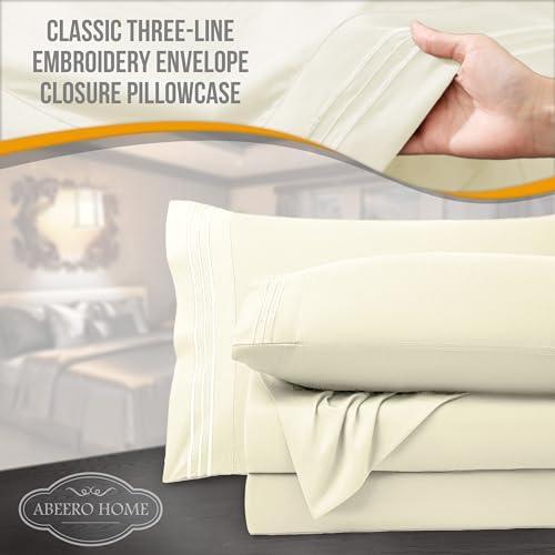 Abeero Home Full Size Bed Sheets with Elastic Corner Straps - 4pcs