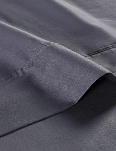 Anne Klein Reverie 100% Cotton Solid Sheet Set, King, Charcoal