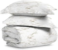 Pizuna 100% Cotton Carrara Marble Print Queen Duvet Cover Set 400TC