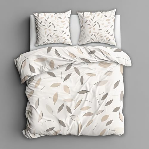 Boho Leaf Duvet Cover Full Size, Modern Simple Reversible Design