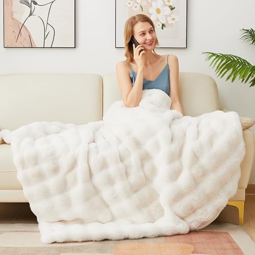 Latepis Luxury Faux Fur Throw Blanket Fuzzy for Couch Soft Thick