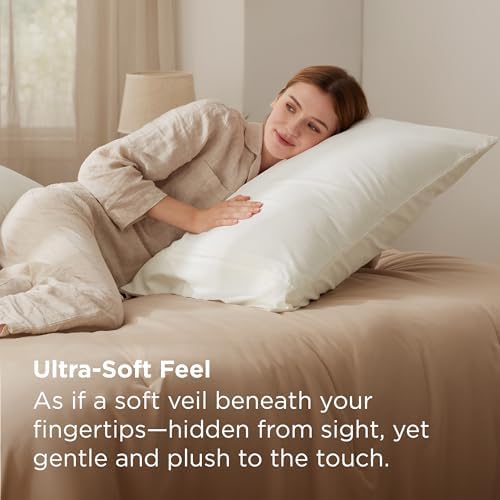 Bedsure Queen Pillow Cases Set of 2 - Ivory Brushed Microfiber