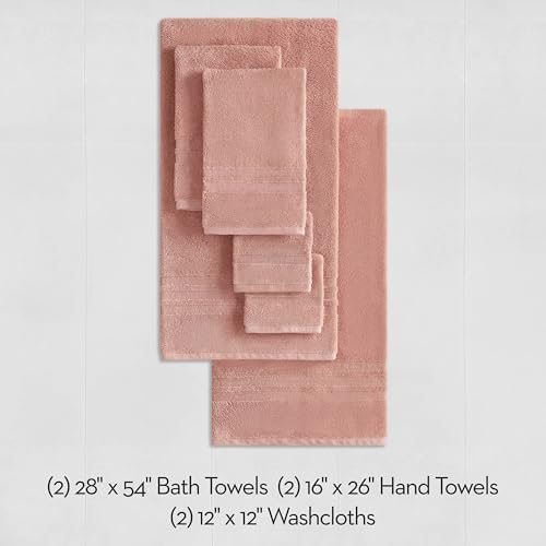 Nine West Sofia Bath Towel 6-Piece Set Peach Beige 100% Cotton Bath