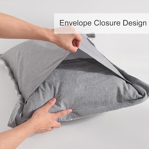 NTBAY Muslin Cotton King Pillow Shams, Set of 2, 20 x 36, Grey