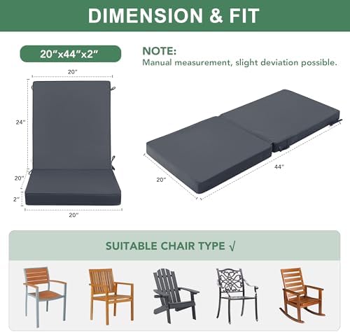 Summsun 4-Pack High Back Outdoor Chair Cushions, 20 x 20 Inch, Dark